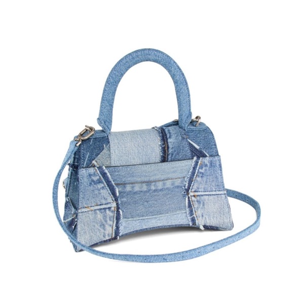 Balenciaga Hourglass Logo Patchwork Denim Bag - Picture 4 of 13